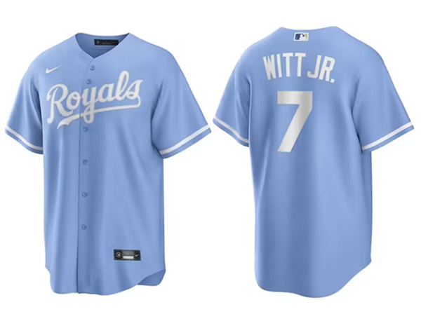 Youth Kansas City Royals #7 Bobby Witt Jr. Light Blue Stitched Baseball Jersey